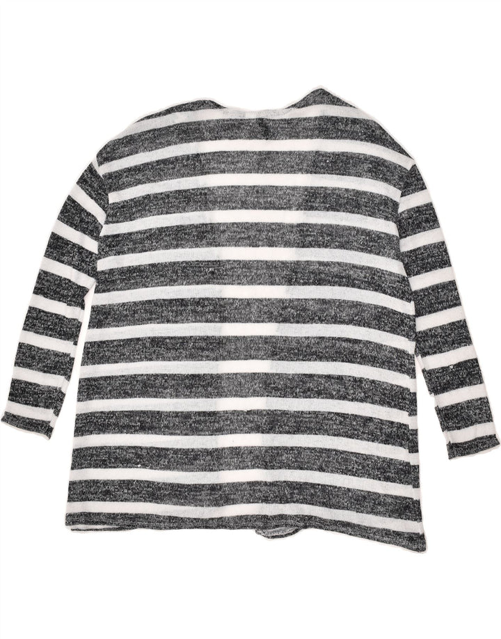 H&M Womens Cardigan Sweater UK 16 Large Grey Striped | Vintage H&M | Thrift | Second-Hand H&M | Used Clothing | Messina Hembry 