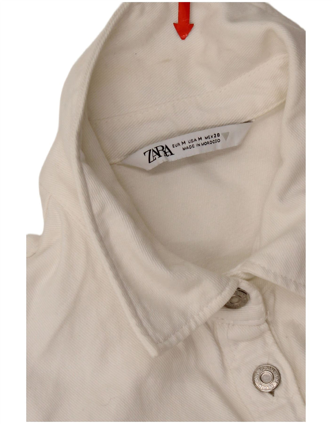 Zara Damen Jeanskleid mit Rüschen vorne, UK 12, mittelweiße Baumwolle