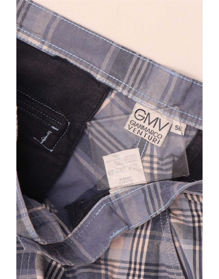 Gianmarco Venturi Herren Chino-Shorts W36 Large Blue Check Baumwolle