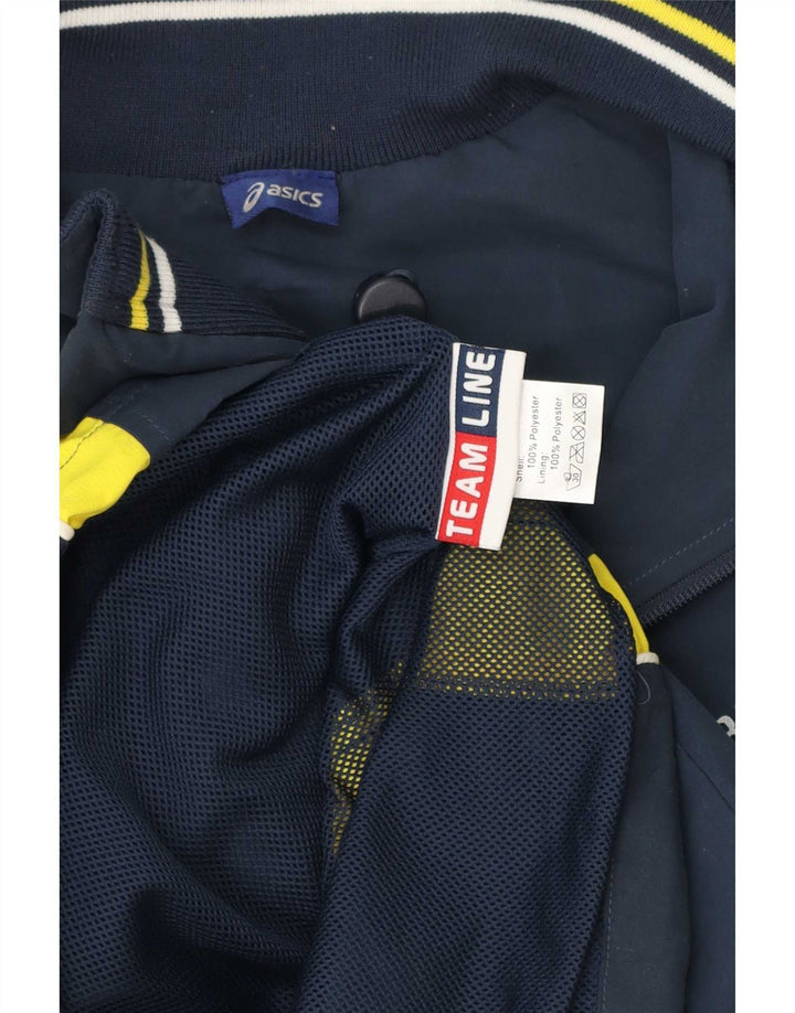 Asics Herren-Trainingsanzug mit grafischem Oberteil, 2XL, Marineblau, Farbblock-Polyester