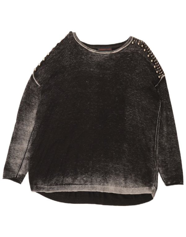 Trussardi Jeans Damen Übergroßer Pullover mit U-Boot-Ausschnitt, UK 2 2XS Grau