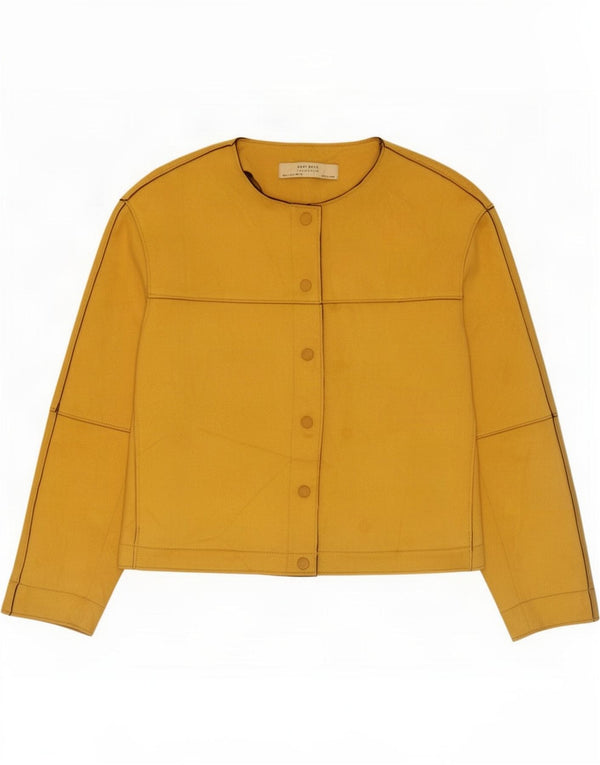 Zara Damen Crop Bomberjacke UK 16 Large Gelb Polyester