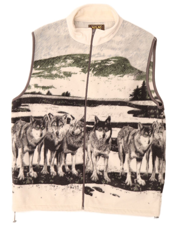 Atlas For Men Herren-Fleeceweste mit Grafik, UK 44, 2XL, gebrochenes Weiß, Polyester