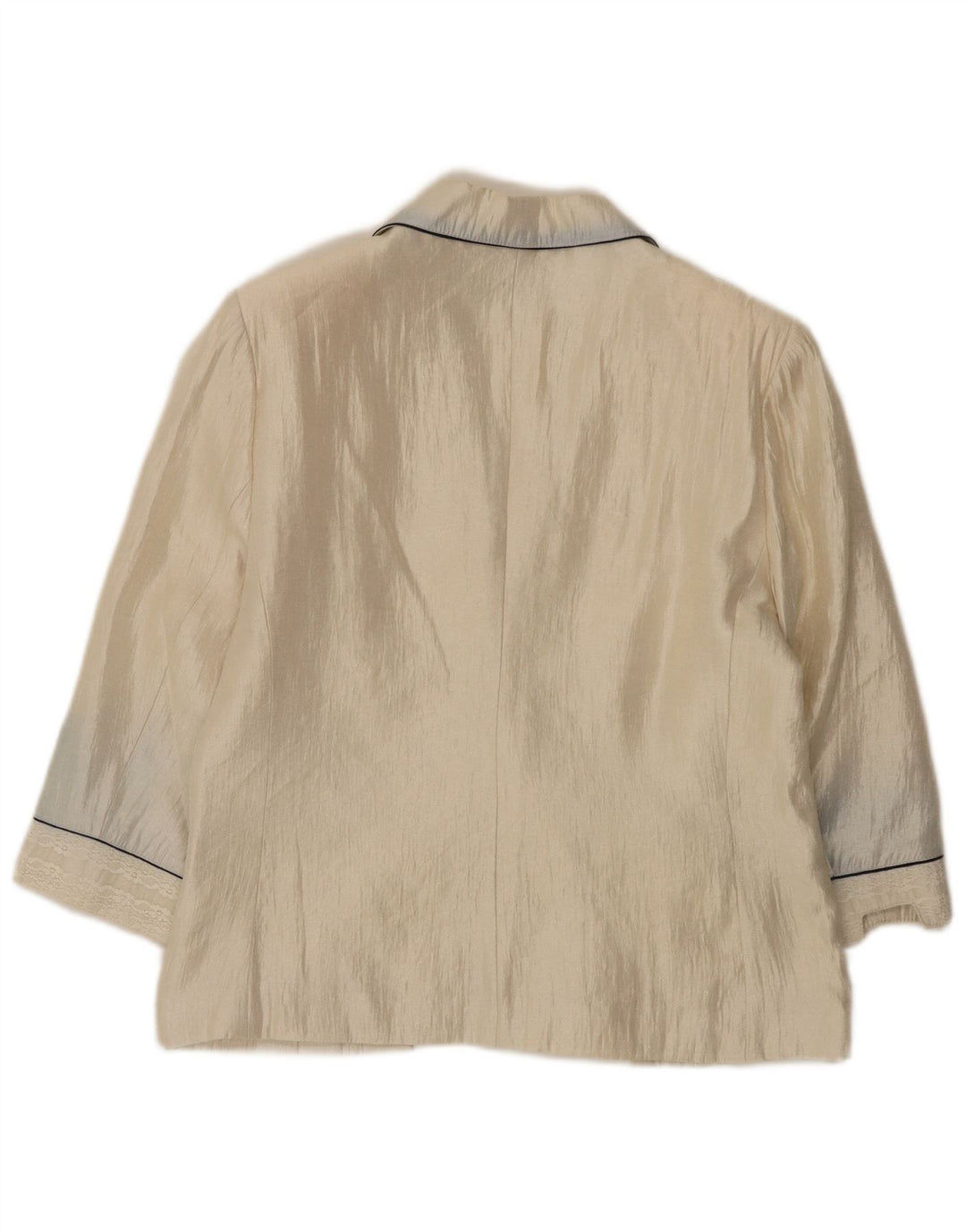 Vintage Damen 3/4 Ärmel 1 Knopf Blazer Jacke EU 50 3XL Beige Viskose