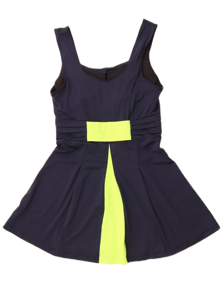 NIKE Damen Dri Fit Bademode UK 12 Medium Marineblau Colourblock Polyester