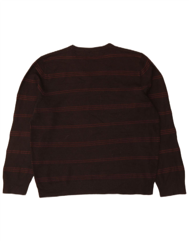 Marks & Spencer Herren-Pullover „Harbor“ mit V-Ausschnitt in Blau, groß, braun gestreift