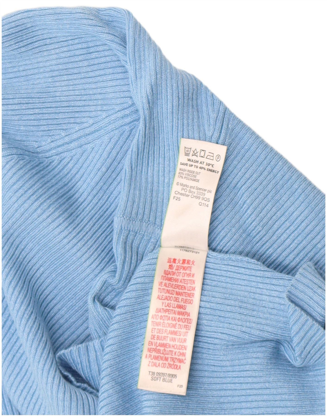 Marks & Spencer Damen Top Langarm UK 18 XL Blaue Viskose