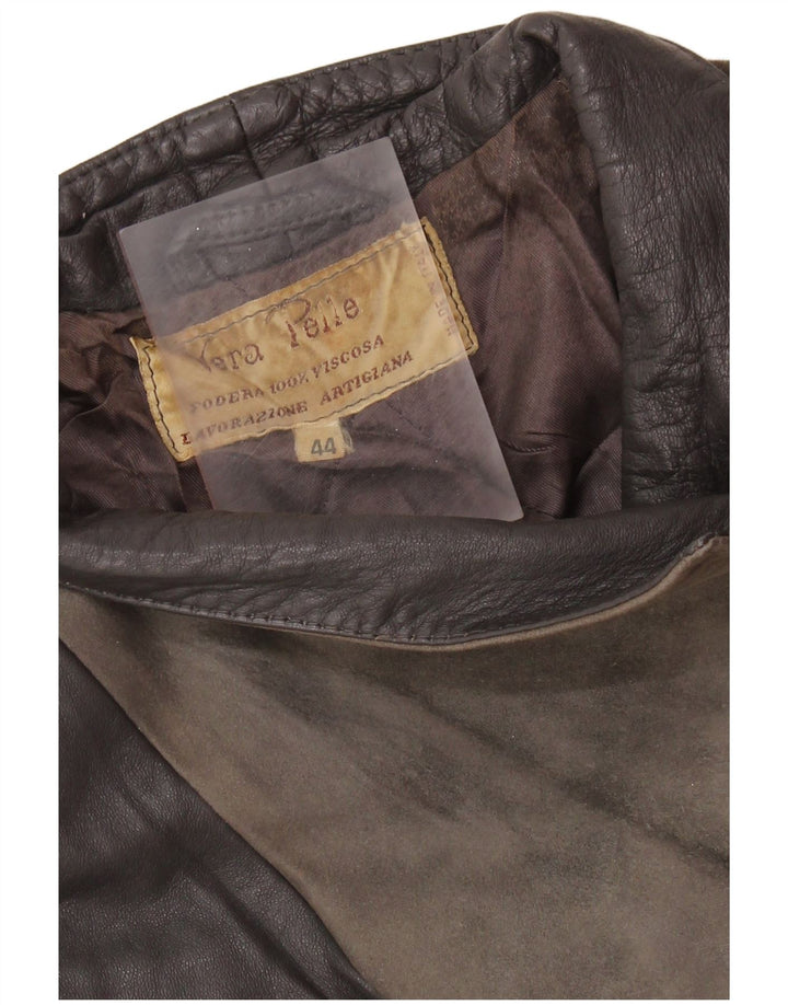 Lavorazione Artigiana Damenjacke IT 44 Mittelgraues Colourblock-Leder