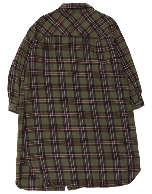 Zara Damen-Hemdkleid mit 3/4-Ärmeln, UK 18, XL, grün kariert, Baumwolle