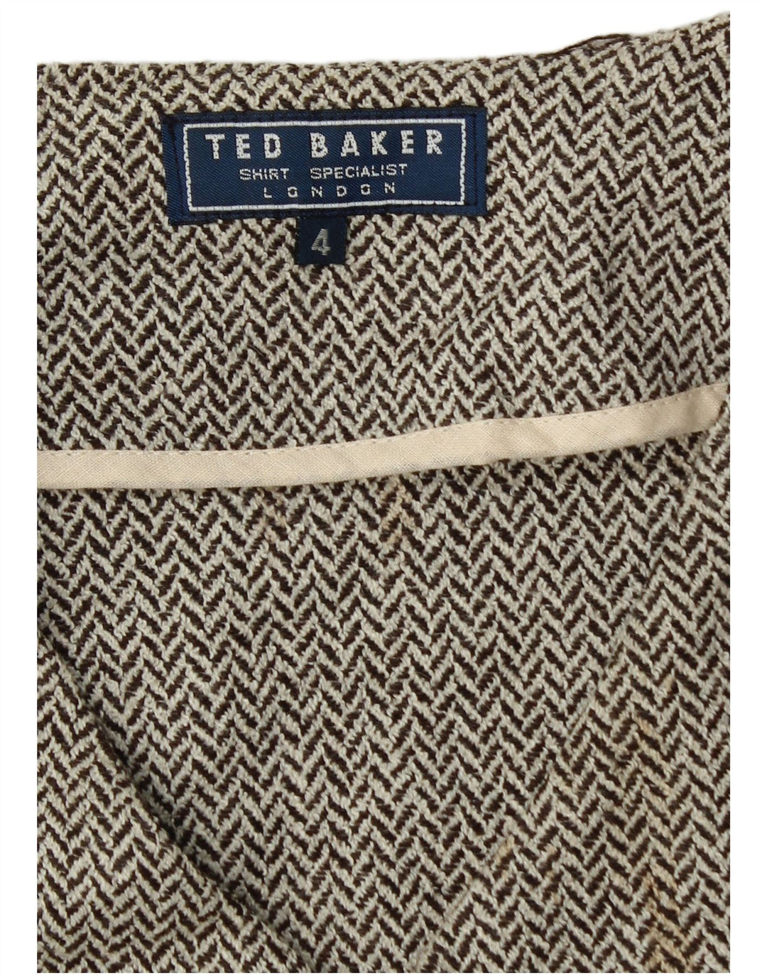 Ted Baker Herren-Weste, normale Passform, Größe 4, groß, graues Fischgrätenmuster