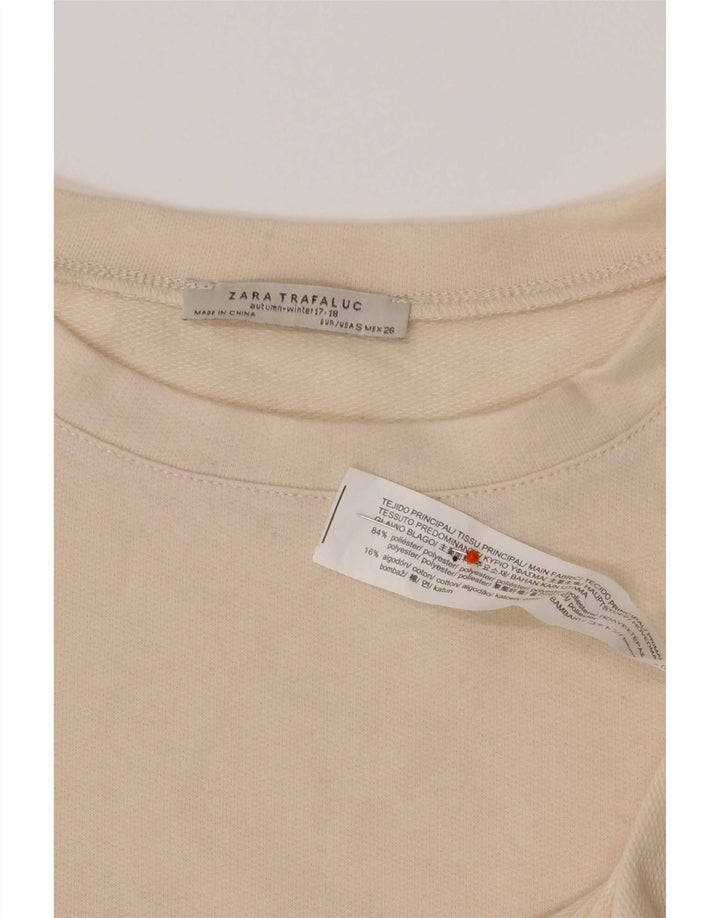 Zara Damen Übergroßes Top Langarm UK 10 Small Beige Farbblock