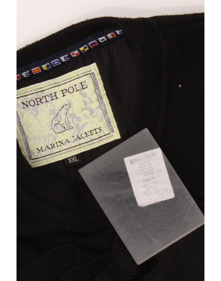 NORTH POLE Herren-Pullover mit Rundhalsausschnitt, 2XL, schwarze Wolle