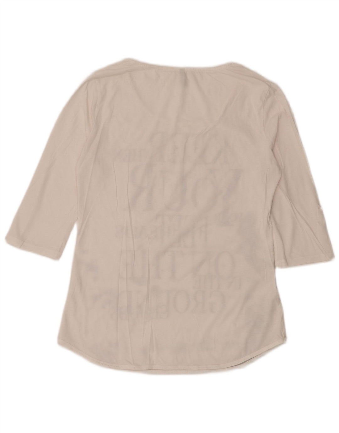 BENETTON Damen-Top mit Grafik, 3/4-Ärmel, UK 12, Mittelweiß