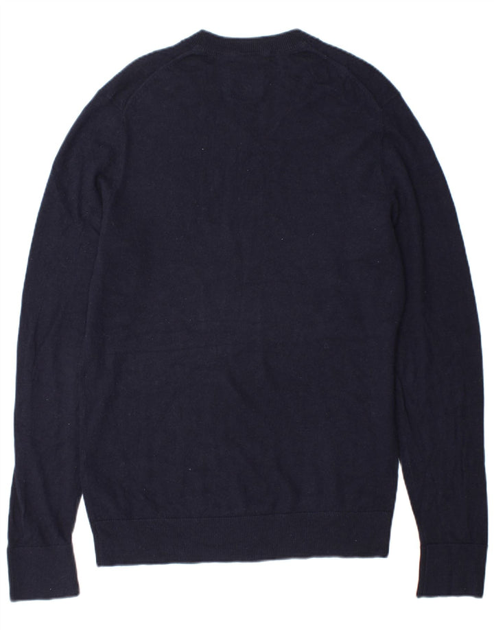 Abercrombie & Fitch Herren-Pullover mit V-Ausschnitt aus mittelblauer Wolle