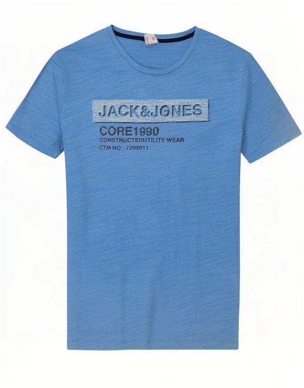 Jack & Jones Herren-T-Shirt mit Grafik, XL, blau meliert, Baumwolle