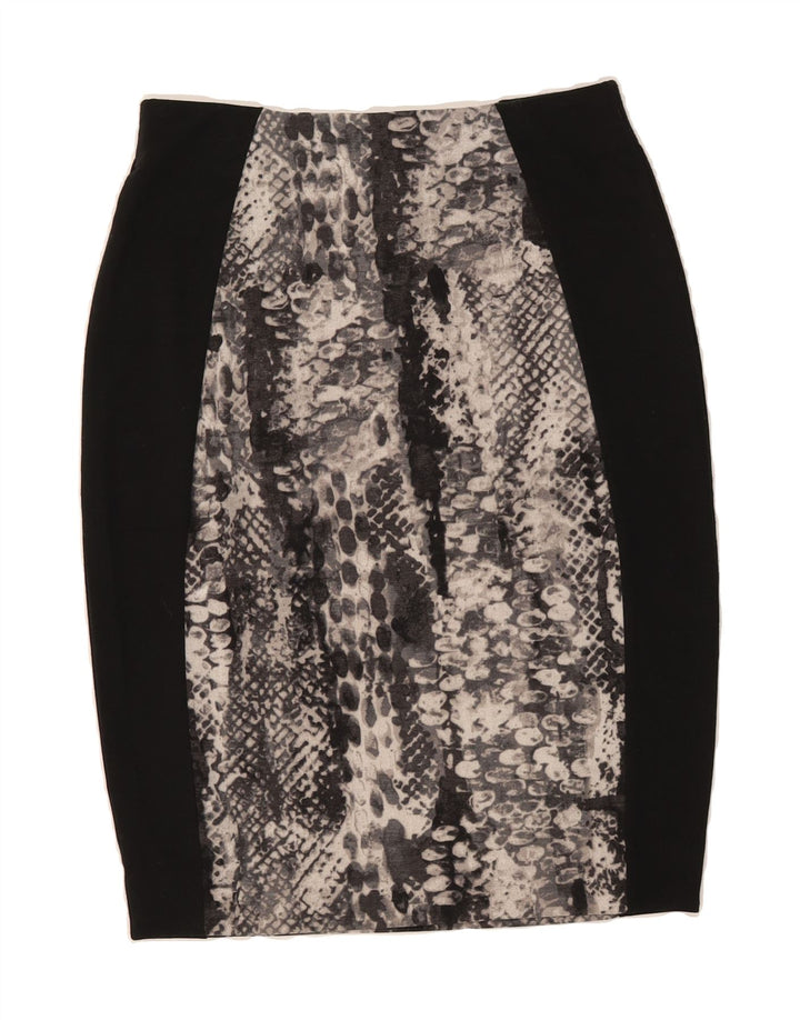 MOSSIMO Womens Pencil Skirt UK 14 Medium W30 Black Animal Print Polyester Vintage Mossimo and Second-Hand Mossimo from Messina Hembry 