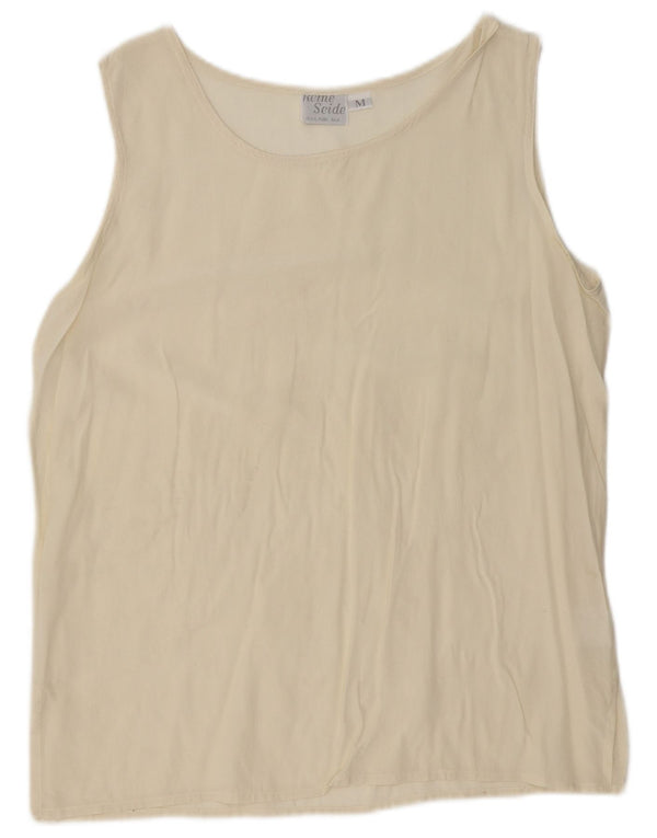 Reine Seide Damen Weste Top UK 14 Mittelbeige Seide