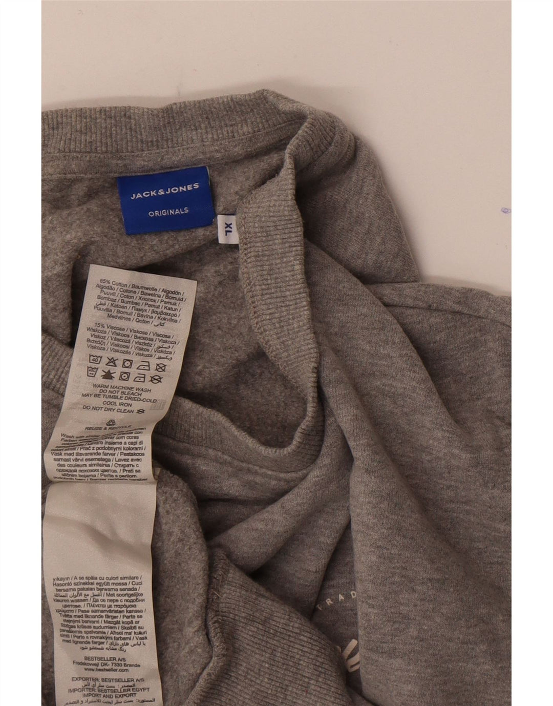 Jack & Jones Herren-Sweatshirt, Pullover, XL, grau meliert, Baumwolle