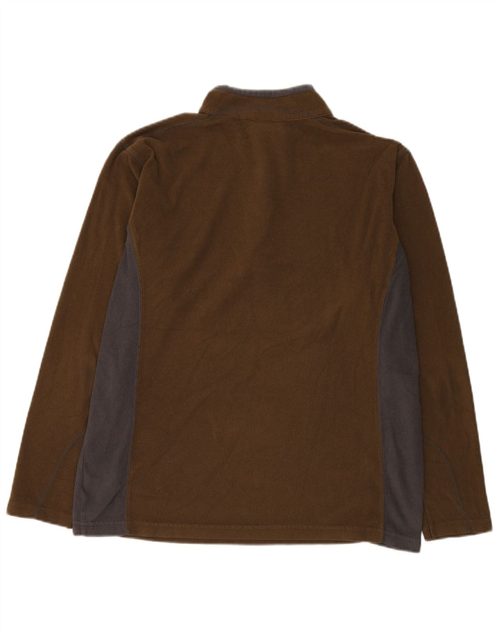 COLUMBIA Herren-Fleecepullover mit Reißverschluss am Hals, großes braunes Farbblock-Polyester
