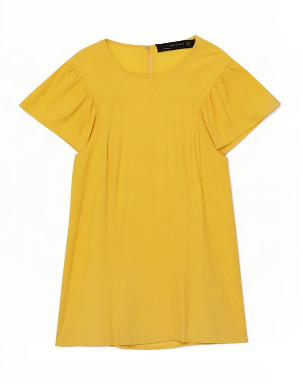 Zara Damen Bluse Top UK 10 Small Gelb