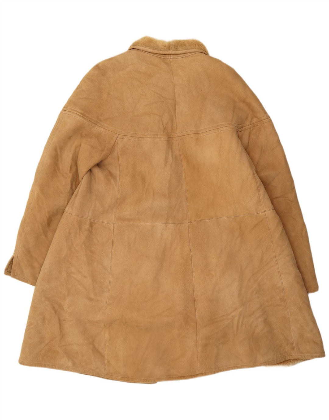 Vintage Damen Shearling Mantel UK 14 Large Beige