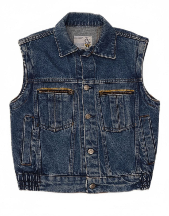 POP 84 Damen Crop Denim Gilet UK 2 2XS Blau