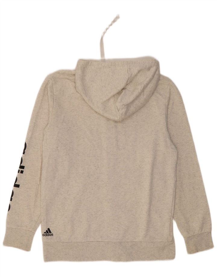 ADIDAS Herren-Kapuzenpullover mit grafischem Reißverschluss, mittelgraue Baumwolle