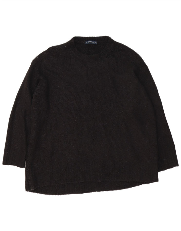 Zara Damen-Pullover, übergroß, Rundhalsausschnitt, Gr. 14, Mittelschwarz, Acryl