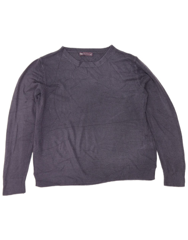 Marks & Spencer Damen-Pullover mit U-Boot-Ausschnitt, Gr. 14, Marineblau
