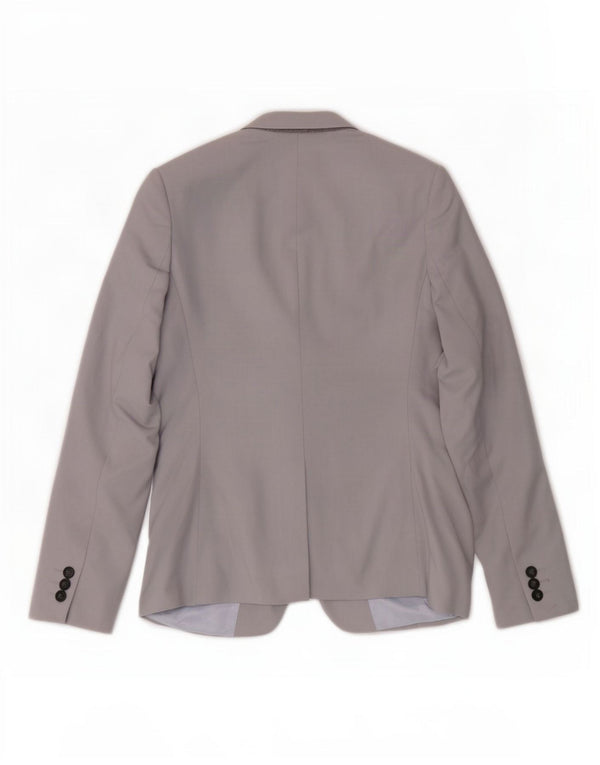Topshop Womens 1 Button Blazer Jacket UK 8 Small Grey Polyester