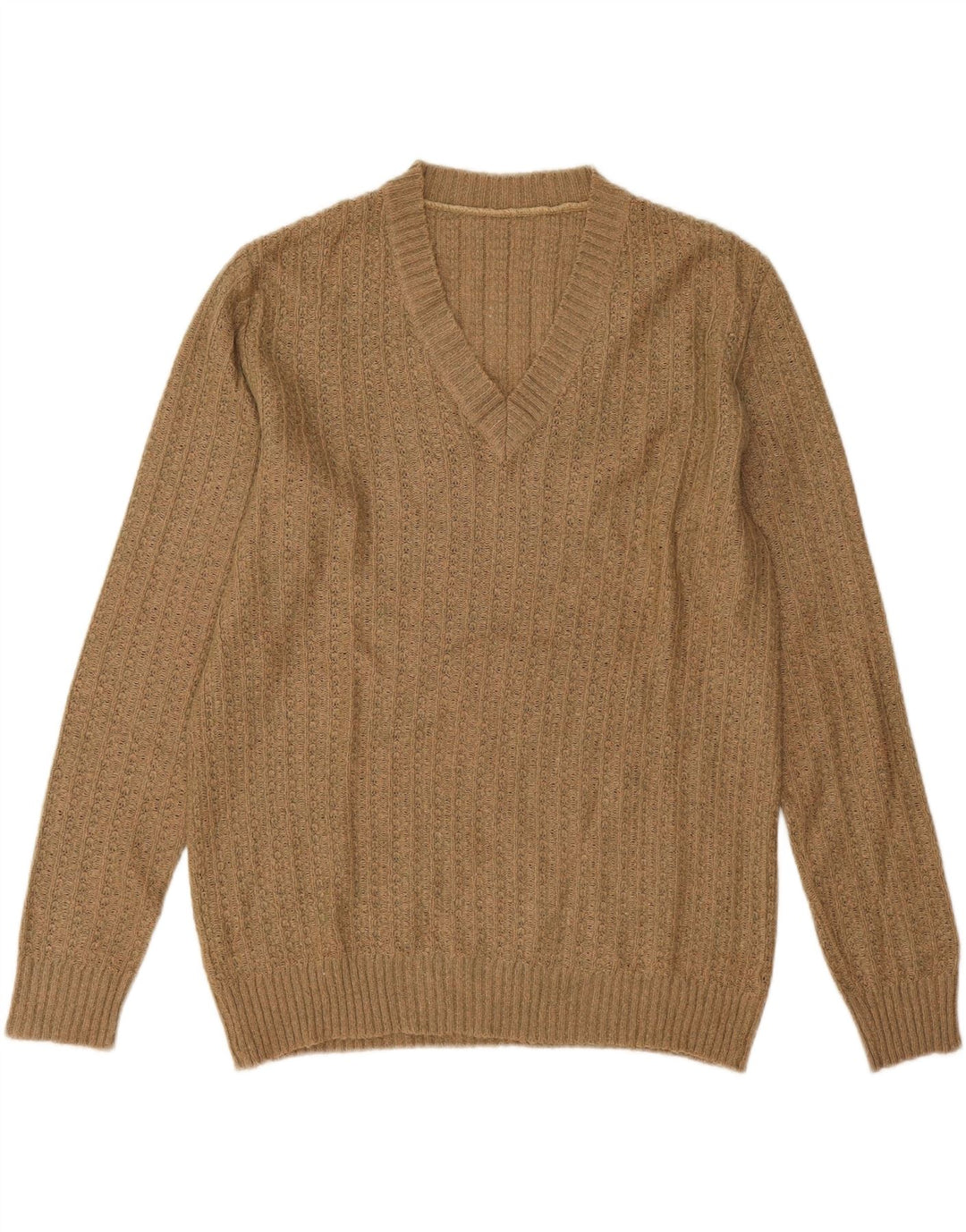 Vintage Herren Pullover mit V-Ausschnitt XL Beige
