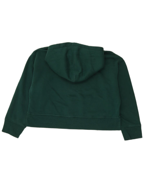 Zara Damen Crop Oversized Hoodie Pullover UK 16 Large Grüne Baumwolle