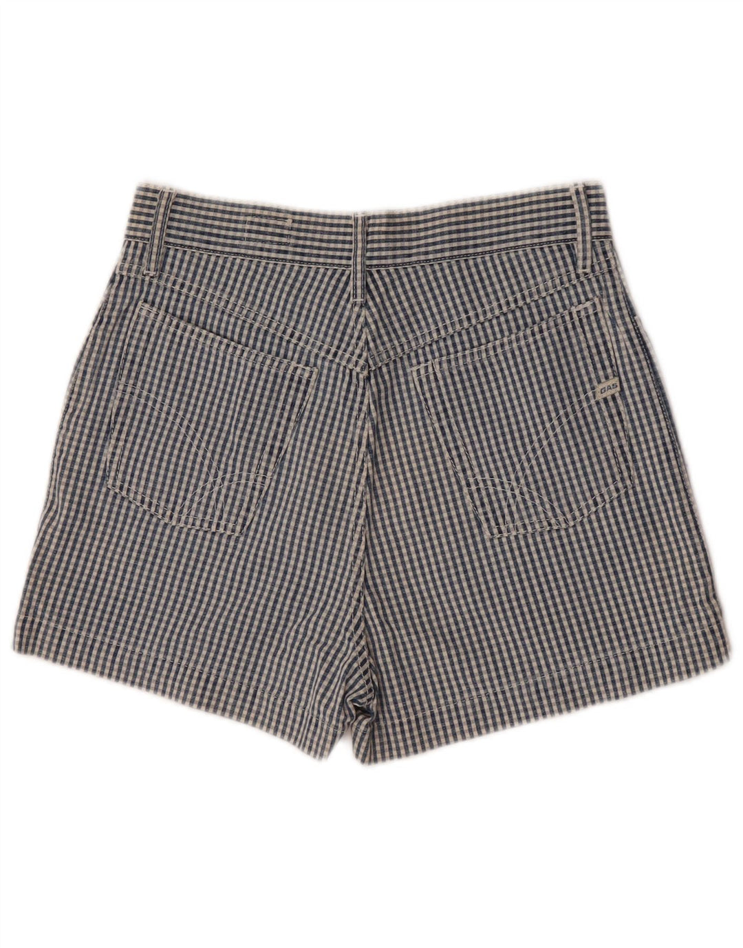 Gas Womens Casual Shorts W28 Mittelblaue Gingham-Baumwolle