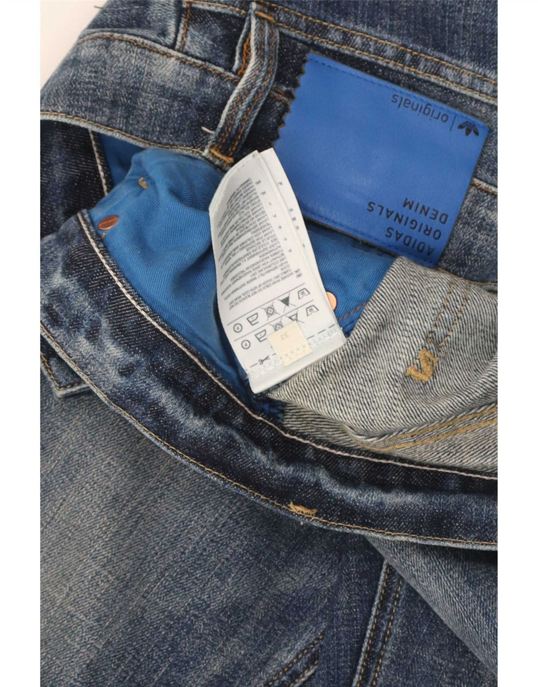 Adidas Herren Straight Jeans W32 L29 Blaue Baumwolle