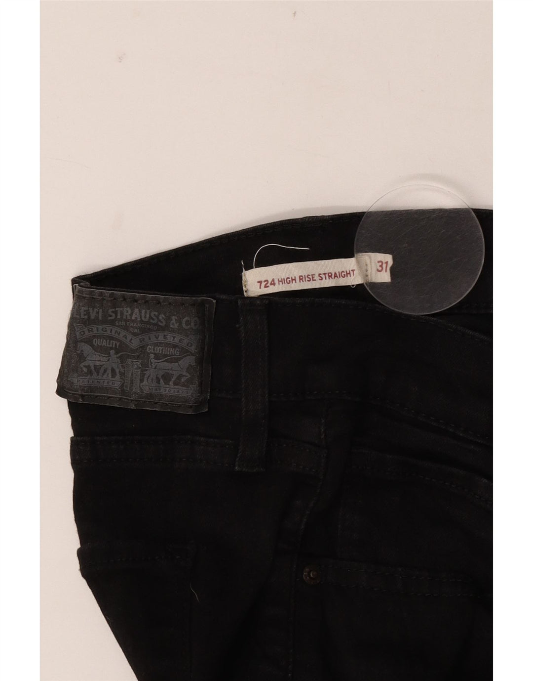 Levi's Damen 724 High Rise Straight Jeans W31 L31 Schwarz