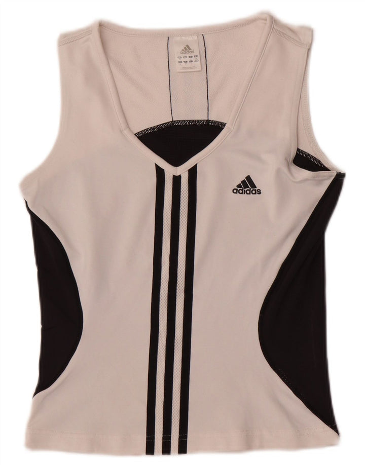 Adidas Damen Weste Top UK 12 Mittelweiß Farbblock