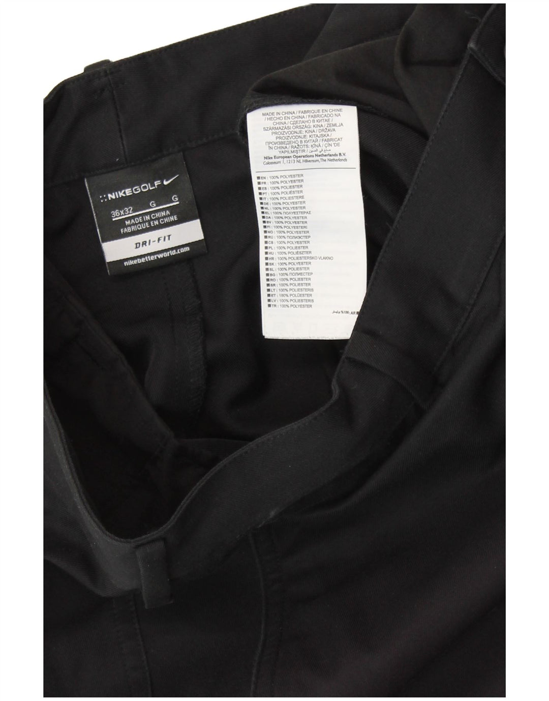 NIKE Herren Dri Fit Straight Chino Hose W36 L32 Schwarz Polyester