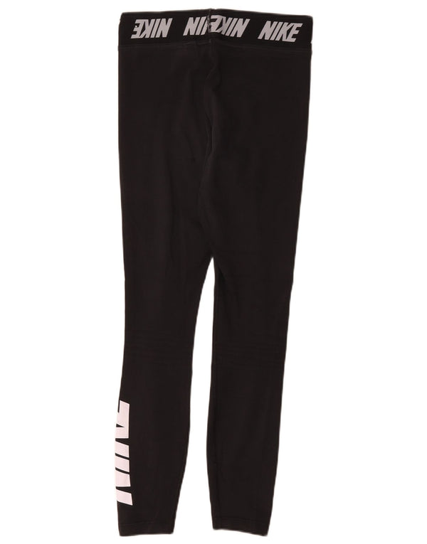 Nike Womens Graphic Leggings UK 8 Small Schwarz Baumwolle