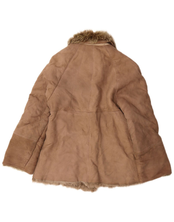 Vintage Damen Shearling Jacke UK 12 Medium Beige