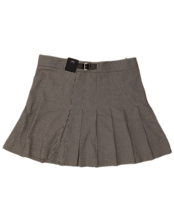 Marks & Spencer Damen Faltenrock UK 16 Large W34 Schwarzer Hahnentritt