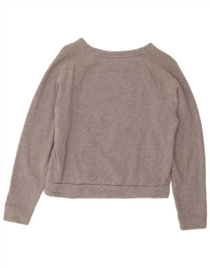CALVIN KLEIN JEANS Womens Crop Graphic Sweatshirt Jumper UK 14 Medium Grey
