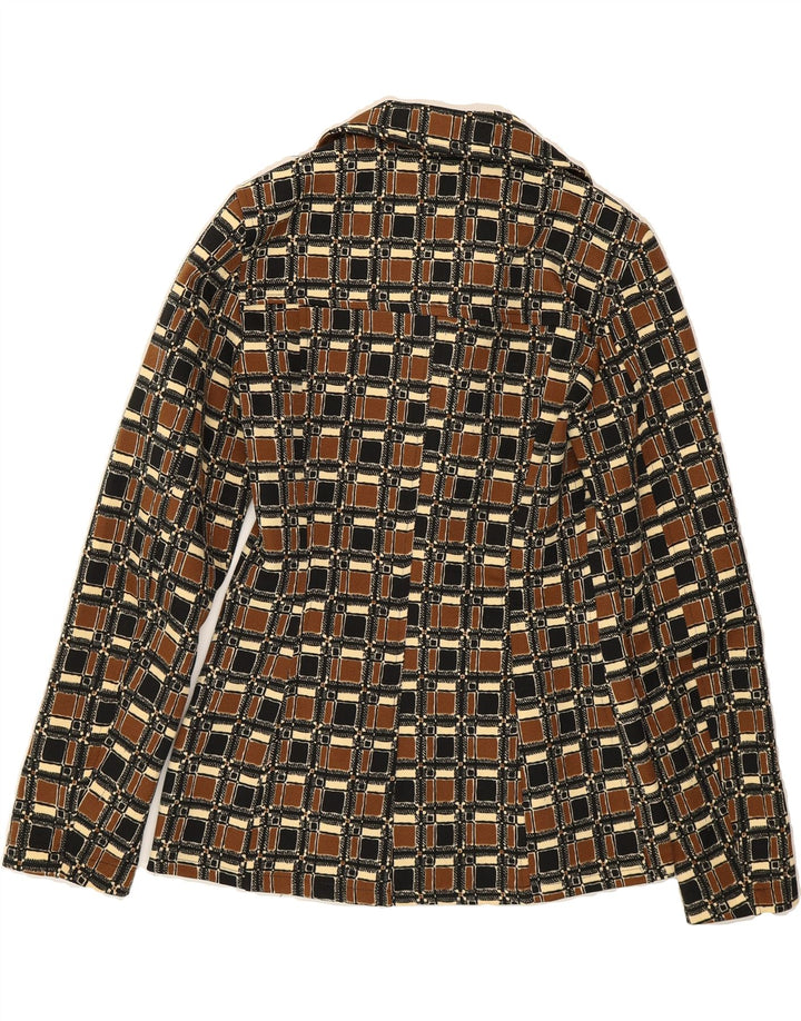 PHARD Womens Full Zip Shirt Blouse UK 12 Medium Brown Geometric Vintage Phard and Second-Hand Phard from Messina Hembry 