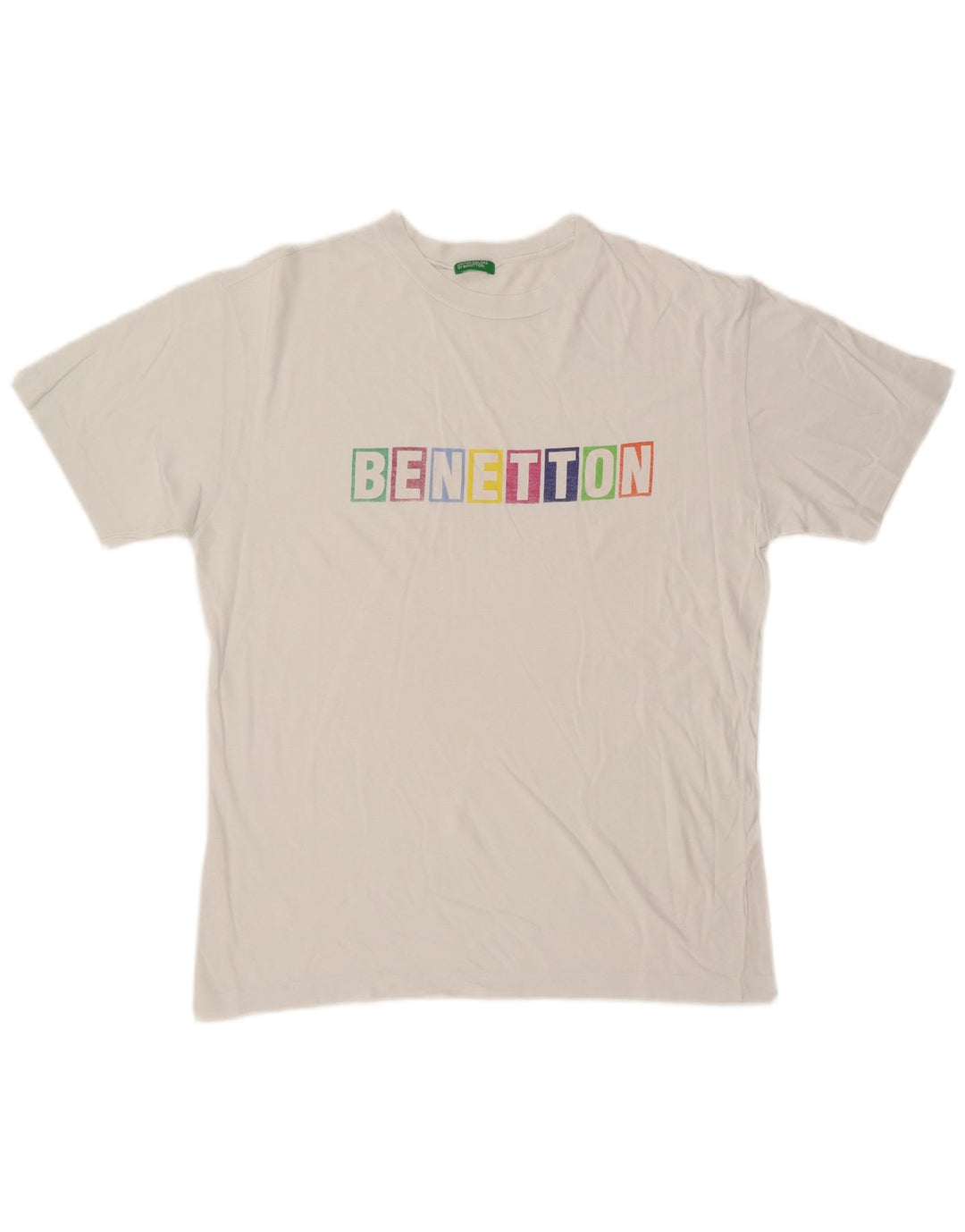 Benetton Herren-T-Shirt mit Grafik, Mittelweiß