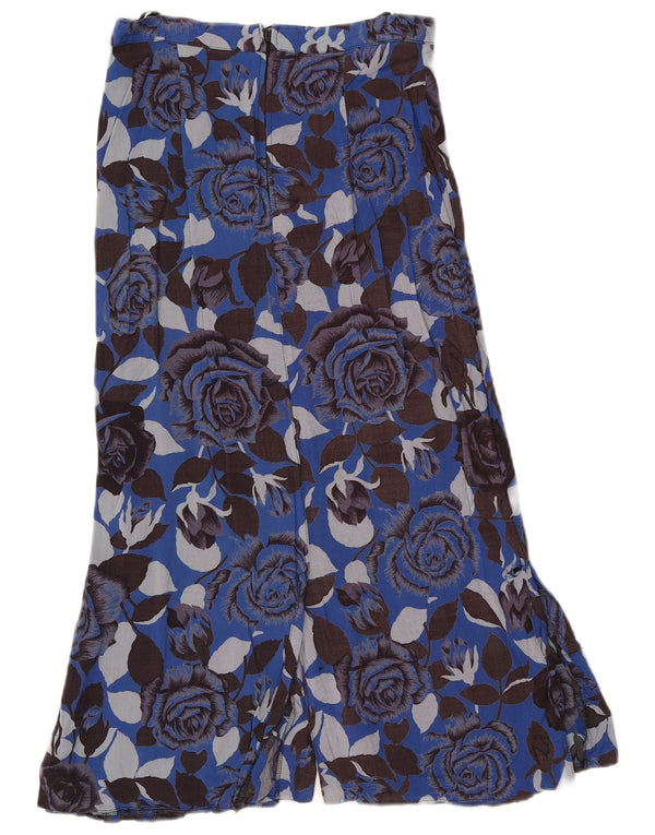 Vintage Damen Midirock UK 10 Small W26 Blau geblümt