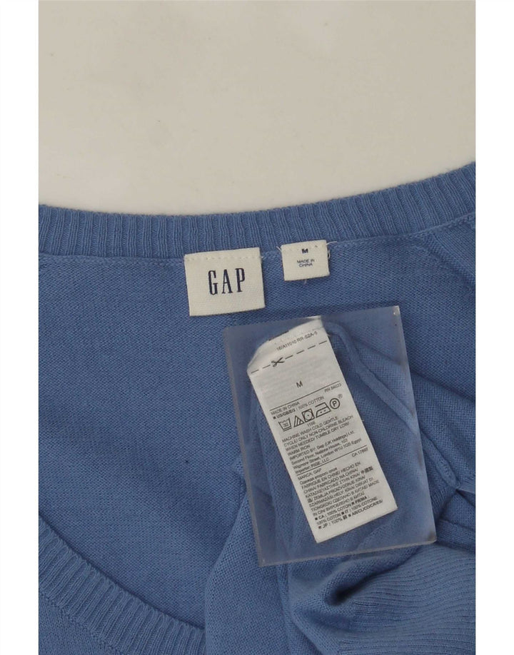 Gap Damen-Pullover mit V-Ausschnitt, UK 14, mittelblaue Baumwolle