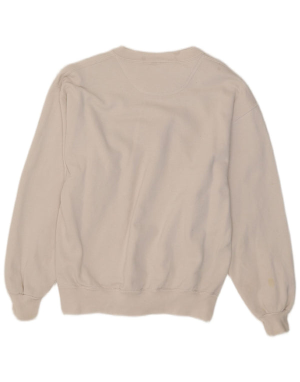 Vintage Damen Übergroßer Sweatshirt-Pullover UK 10 Kleine weiße geblümte Baumwolle