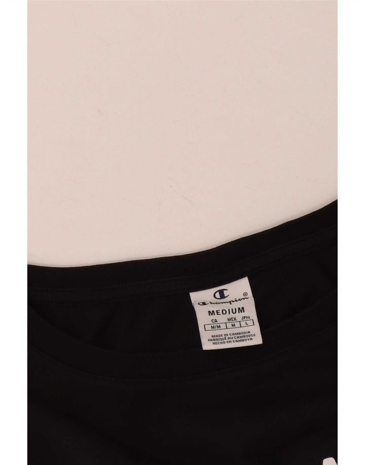 Champion Damen Crop Oversize Graphic T-Shirt Top UK 14 Medium Schwarz