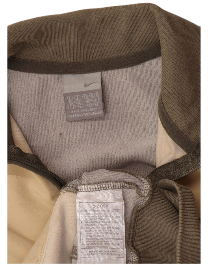 NIKE Womens Crop Trainingsanzug Top Jacke UK 8/10 Small Beige Colourblock