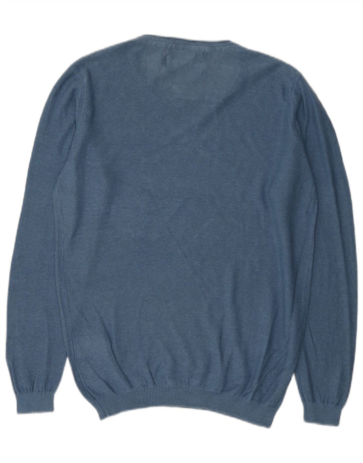 Jack & Jones Herren-Pullover mit U-Boot-Ausschnitt, mittelblaues Leinen