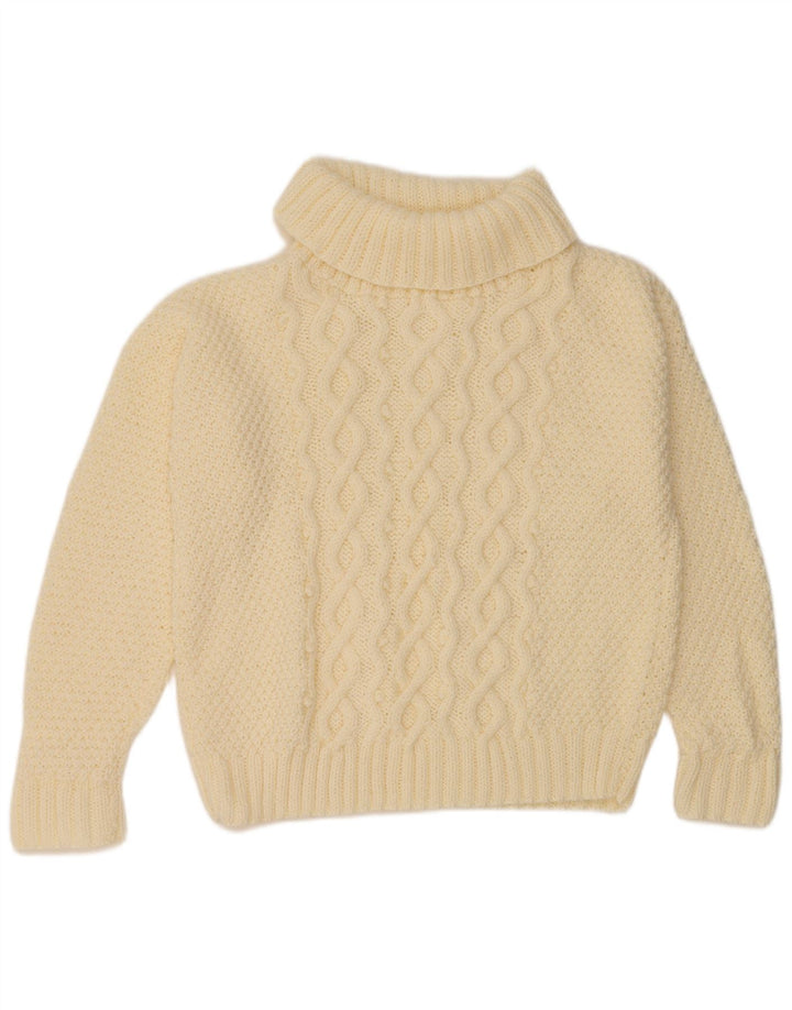 VINTAGE Damen Übergroßer Rollkragenpullover Pullover UK 18 XL Off White